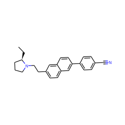 CC[C@@H]1CCCN1CCc1ccc2cc(-c3ccc(C#N)cc3)ccc2c1 ZINC000028900946