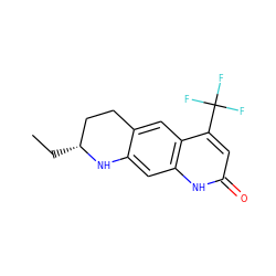 CC[C@@H]1CCc2cc3c(C(F)(F)F)cc(=O)[nH]c3cc2N1 ZINC000013581061