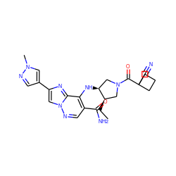 CC[C@@H]1CN(C(=O)C2(C#N)CCC2)C[C@@H]1Nc1c(C(N)=O)cnn2cc(-c3cnn(C)c3)nc12 ZINC001772641717