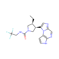 CC[C@@H]1CN(C(=O)NCC(F)(F)F)C[C@@H]1c1cnc2cnc3[nH]ccc3n12 ZINC000147180128