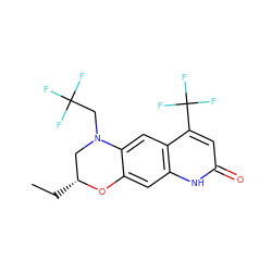 CC[C@@H]1CN(CC(F)(F)F)c2cc3c(C(F)(F)F)cc(=O)[nH]c3cc2O1 ZINC000014967323