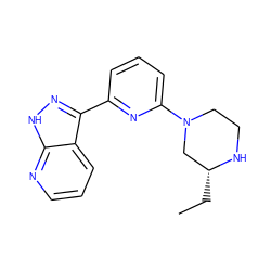 CC[C@@H]1CN(c2cccc(-c3n[nH]c4ncccc34)n2)CCN1 ZINC000095582194