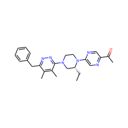 CC[C@@H]1CN(c2nnc(Cc3ccccc3)c(C)c2C)CCN1c1cnc(C(C)=O)cn1 ZINC000201145179