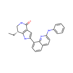 CC[C@@H]1CNC(=O)c2cc(-c3cccc4ccc(Nc5ccccc5)nc34)[nH]c21 ZINC000222417107