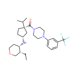 CC[C@@H]1COCC[C@@H]1N[C@@H]1CC[C@@](C(=O)N2CCN(c3cccc(C(F)(F)F)c3)CC2)(C(C)C)C1 ZINC000066073871