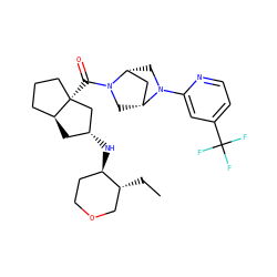CC[C@@H]1COCC[C@H]1N[C@@H]1C[C@H]2CCC[C@@]2(C(=O)N2C[C@@H]3C[C@H]2CN3c2cc(C(F)(F)F)ccn2)C1 ZINC000150214100
