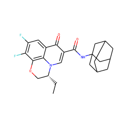 CC[C@@H]1COc2c(F)c(F)cc3c(=O)c(C(=O)NC45CC6CC(CC(C6)C4)C5)cn1c23 ZINC000095552583