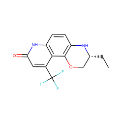 CC[C@@H]1COc2c(ccc3[nH]c(=O)cc(C(F)(F)F)c23)N1 ZINC000028953738