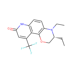 CC[C@@H]1COc2c(ccc3[nH]c(=O)cc(C(F)(F)F)c23)N1CC ZINC000028953765