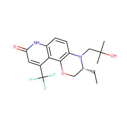 CC[C@@H]1COc2c(ccc3[nH]c(=O)cc(C(F)(F)F)c23)N1CC(C)(C)O ZINC000028953785