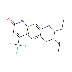 CC[C@@H]1Cc2cc3c(C(F)(F)F)cc(=O)[nH]c3cc2N[C@@H]1CC ZINC000013581081