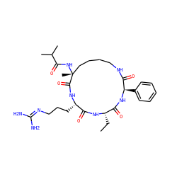 CC[C@@H]1NC(=O)[C@H](CCCN=C(N)N)NC(=O)[C@](C)(NC(=O)C(C)C)CCCCNC(=O)[C@@H](c2ccccc2)NC1=O ZINC000206130165