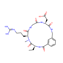 CC[C@@H]1NC(=O)c2cccc(c2)CNC(=O)[C@H](CC(=O)O)NC(=O)CNC(=O)[C@H](CCCN=C(N)N)N(C)C1=O ZINC000027083212