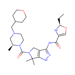 CC[C@@H]1NC(C(=O)Nc2n[nH]c3c2CN(C(=O)N2CCN(CC4CCOCC4)C[C@@H]2C)C3(C)C)=CO1 ZINC000149540894