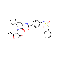 CC[C@@H]1OCC(=O)[C@H]1NC(=O)[C@H](CC1(C)CCCC1)NC(=O)c1ccc(NS(=O)(=O)Cc2ccccc2)cc1 ZINC000044418749