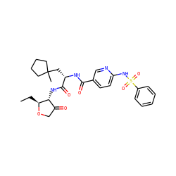 CC[C@@H]1OCC(=O)[C@H]1NC(=O)[C@H](CC1(C)CCCC1)NC(=O)c1ccc(NS(=O)(=O)c2ccccc2)nc1 ZINC000042877142