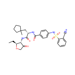 CC[C@@H]1OCC(=O)[C@H]1NC(=O)[C@H](CC1(C)CCCC1)NC(=O)c1ccc(NS(=O)(=O)c2ccccc2C#N)cc1 ZINC000042852617