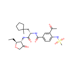 CC[C@@H]1OCC(=O)[C@H]1NC(=O)[C@H](CC1(C)CCCC1)NC(=O)c1ccc(NS(C)(=O)=O)c(C(C)=O)c1 ZINC000040919249
