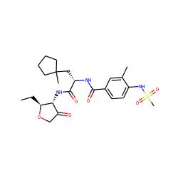 CC[C@@H]1OCC(=O)[C@H]1NC(=O)[C@H](CC1(C)CCCC1)NC(=O)c1ccc(NS(C)(=O)=O)c(C)c1 ZINC000040413844