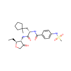 CC[C@@H]1OCC(=O)[C@H]1NC(=O)[C@H](CC1(C)CCCC1)NC(=O)c1ccc(NS(C)(=O)=O)cc1 ZINC000040891572