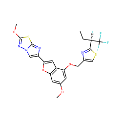 CC[C@](F)(c1nc(COc2cc(OC)cc3oc(-c4cn5nc(OC)sc5n4)cc23)cs1)C(F)(F)F ZINC000653679915