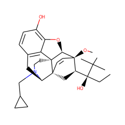 CC[C@](O)([C@H]1C[C@@]23C=C[C@]1(OC)[C@@H]1Oc4c(O)ccc5c4[C@@]12CCN(CC1CC1)[C@@H]3C5)C(C)(C)C ZINC000169338619