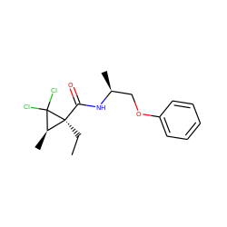 CC[C@]1(C(=O)N[C@@H](C)COc2ccccc2)[C@@H](C)C1(Cl)Cl ZINC000029341329