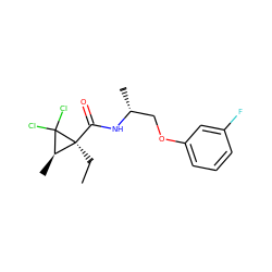 CC[C@]1(C(=O)N[C@H](C)COc2cccc(F)c2)[C@@H](C)C1(Cl)Cl ZINC000029393012