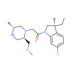 CC[C@]1(C)CN(C(=O)CN2C[C@@H](C)NC[C@@H]2COC)c2cc(Cl)ccc21 ZINC000205484555