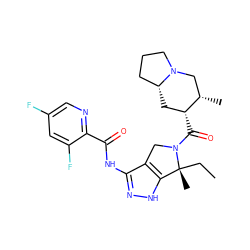 CC[C@]1(C)c2[nH]nc(NC(=O)c3ncc(F)cc3F)c2CN1C(=O)[C@@H]1C[C@@H]2CCCN2C[C@@H]1C ZINC000147226867