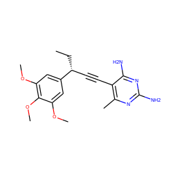 CC[C@H](C#Cc1c(C)nc(N)nc1N)c1cc(OC)c(OC)c(OC)c1 ZINC000045283407