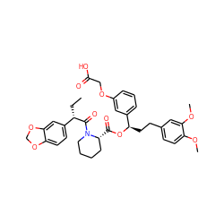 CC[C@H](C(=O)N1CCCC[C@H]1C(=O)O[C@H](CCc1ccc(OC)c(OC)c1)c1cccc(OCC(=O)O)c1)c1ccc2c(c1)OCO2 ZINC000026938545