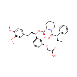 CC[C@H](C(=O)N1CCCC[C@H]1C(=O)O[C@H](CCc1ccc(OC)c(OC)c1)c1cccc(OCC(=O)O)c1)c1ccccc1 ZINC000026850186