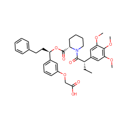 CC[C@H](C(=O)N1CCCC[C@H]1C(=O)O[C@H](CCc1ccccc1)c1cccc(OCC(=O)O)c1)c1cc(OC)c(OC)c(OC)c1 ZINC000026940634