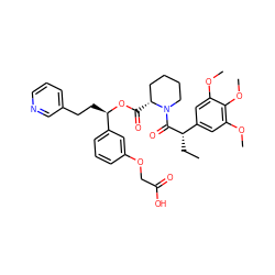 CC[C@H](C(=O)N1CCCC[C@H]1C(=O)O[C@H](CCc1cccnc1)c1cccc(OCC(=O)O)c1)c1cc(OC)c(OC)c(OC)c1 ZINC000026952751