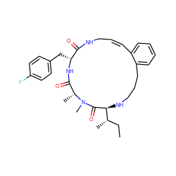 CC[C@H](C)[C@@H]1NCCCc2ccccc2/C=C\CNC(=O)[C@@H](Cc2ccc(F)cc2)NC(=O)[C@@H](C)N(C)C1=O ZINC001772580130