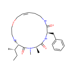 CC[C@H](C)[C@@H]1NCCOC/C=C\CCNC(=O)[C@@H](Cc2ccccc2)NC(=O)[C@@H](C)N(C)C1=O ZINC001772611641