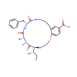 CC[C@H](C)[C@@H]1NCCOc2ccc(C(=O)O)cc2CCCNC(=O)[C@@H](Cc2ccccc2)NC(=O)[C@@H](C)N(C)C1=O ZINC001772645484