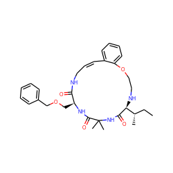 CC[C@H](C)[C@@H]1NCCOc2ccccc2/C=C\CNC(=O)[C@H](COCc2ccccc2)NC(=O)C(C)(C)NC1=O ZINC001772571333