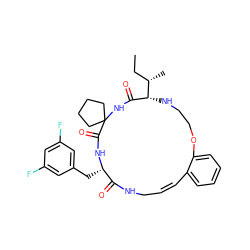 CC[C@H](C)[C@@H]1NCCOc2ccccc2/C=C\CNC(=O)[C@H](Cc2cc(F)cc(F)c2)NC(=O)C2(CCCC2)NC1=O ZINC001772619641