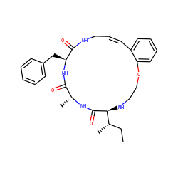 CC[C@H](C)[C@@H]1NCCOc2ccccc2/C=C\CNC(=O)[C@H](Cc2ccccc2)NC(=O)[C@@H](C)NC1=O ZINC000225953654