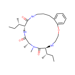 CC[C@H](C)[C@@H]1NCCOc2ccccc2CCCNC(=O)[C@@H]([C@@H](C)CC)NC(=O)[C@@H](C)N(C)C1=O ZINC001772609699