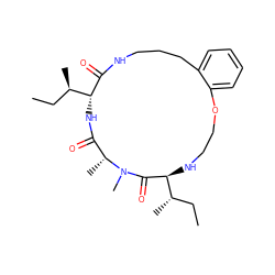 CC[C@H](C)[C@@H]1NCCOc2ccccc2CCCNC(=O)[C@@H]([C@H](C)CC)NC(=O)[C@@H](C)N(C)C1=O ZINC001772616806