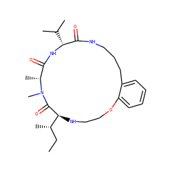 CC[C@H](C)[C@@H]1NCCOc2ccccc2CCCNC(=O)[C@@H](C(C)C)NC(=O)[C@@H](C)N(C)C1=O ZINC001772570360