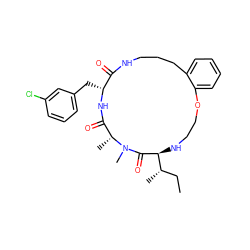 CC[C@H](C)[C@@H]1NCCOc2ccccc2CCCNC(=O)[C@@H](Cc2cccc(Cl)c2)NC(=O)[C@@H](C)N(C)C1=O ZINC001772569760