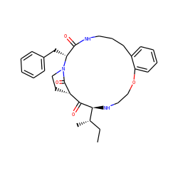 CC[C@H](C)[C@@H]1NCCOc2ccccc2CCCNC(=O)[C@@H](Cc2ccccc2)N2CC[C@@H](C1=O)C2=O ZINC001772628250