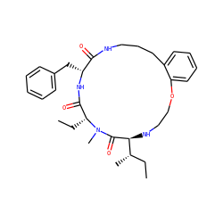 CC[C@H](C)[C@@H]1NCCOc2ccccc2CCCNC(=O)[C@@H](Cc2ccccc2)NC(=O)[C@@H](CC)N(C)C1=O ZINC001772654724