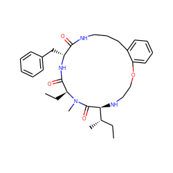 CC[C@H](C)[C@@H]1NCCOc2ccccc2CCCNC(=O)[C@@H](Cc2ccccc2)NC(=O)[C@H](CC)N(C)C1=O ZINC001772611247