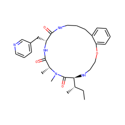 CC[C@H](C)[C@@H]1NCCOc2ccccc2CCCNC(=O)[C@@H](Cc2cccnc2)NC(=O)[C@@H](C)N(C)C1=O ZINC001772654735