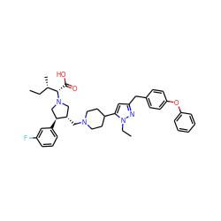 CC[C@H](C)[C@H](C(=O)O)N1C[C@H](CN2CCC(c3cc(Cc4ccc(Oc5ccccc5)cc4)nn3CC)CC2)[C@@H](c2cccc(F)c2)C1 ZINC000028007103